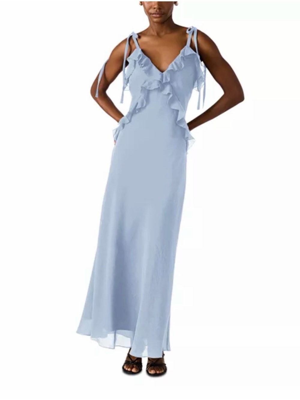 Steve Madden Light Blue Ruffle Maxi Dress